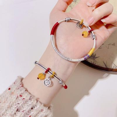 Zuyin 990 Popular Chinese Style Bracelet, New Woven Long Silver Bracelet, Women's Simple and Safe Bracelet, Valentine's Day Gift