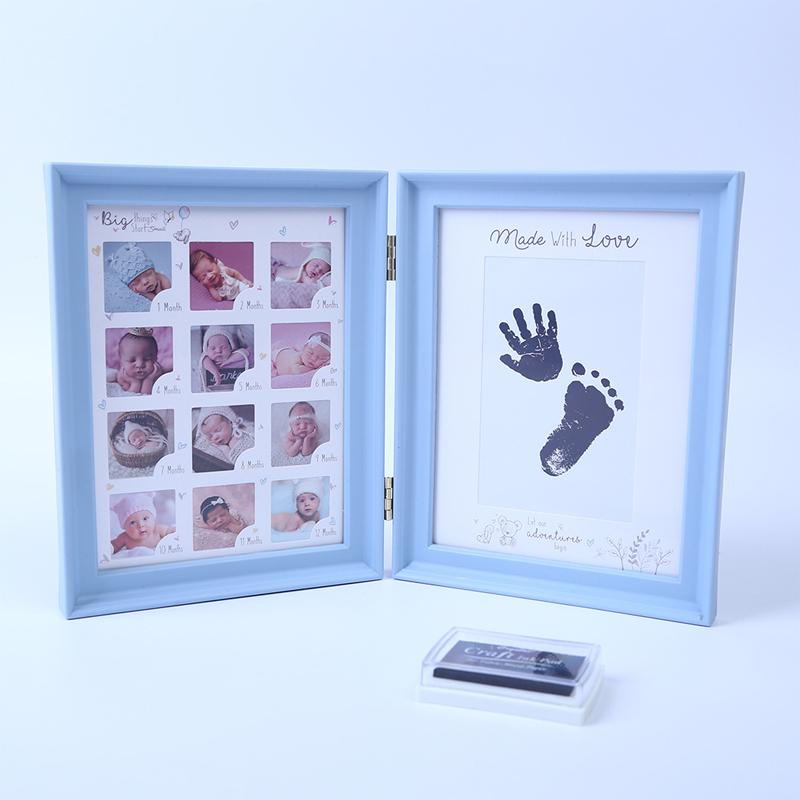 Newborns 12 Months DIY Photo Frame Baby 1 Year Souvenir Handprint Footprint Inkpad Frame Keepsake Hands Casting