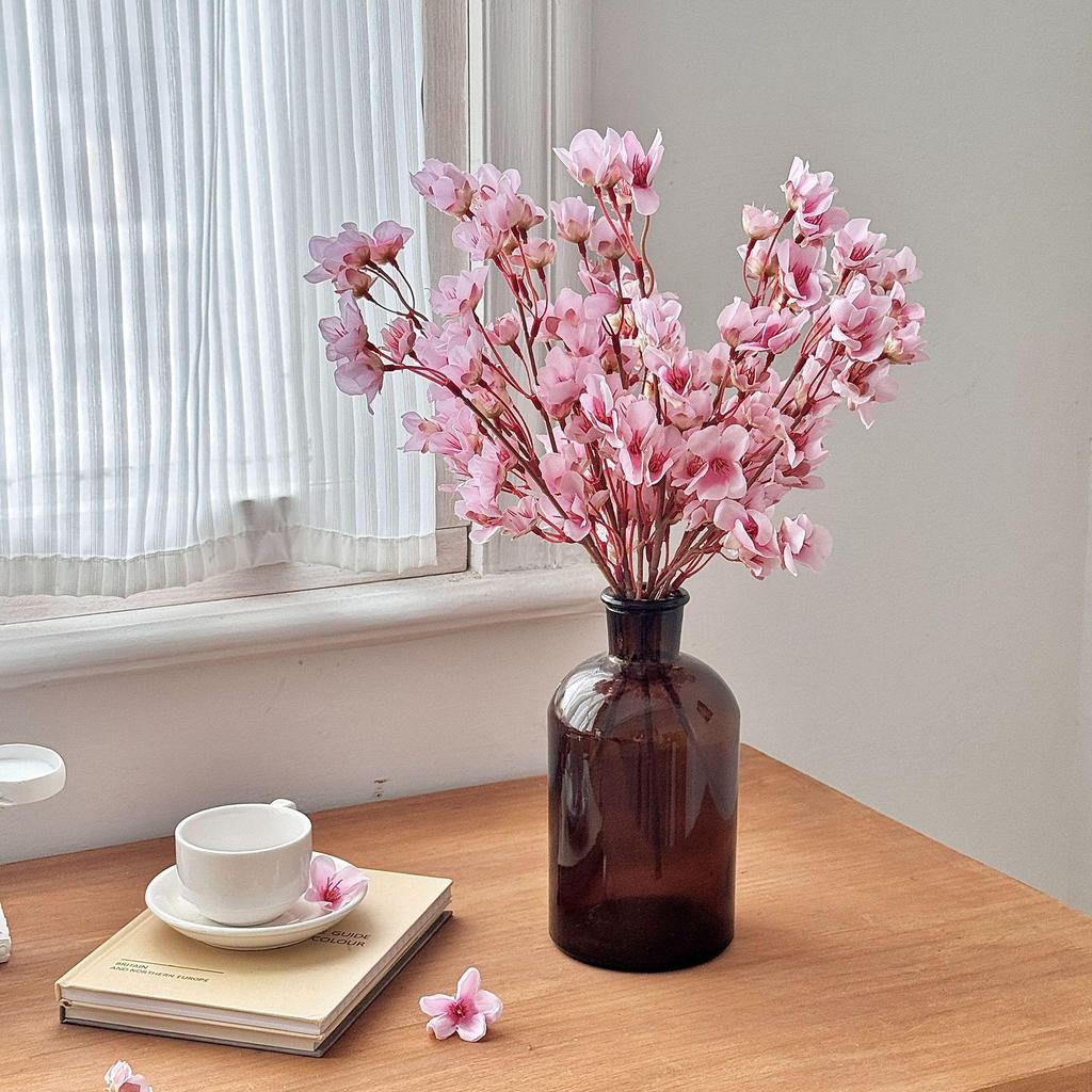 Peach Blossom Artificial Cherry Blossom Home Decoration, 40cm Short Stem Fake Flower Ornament