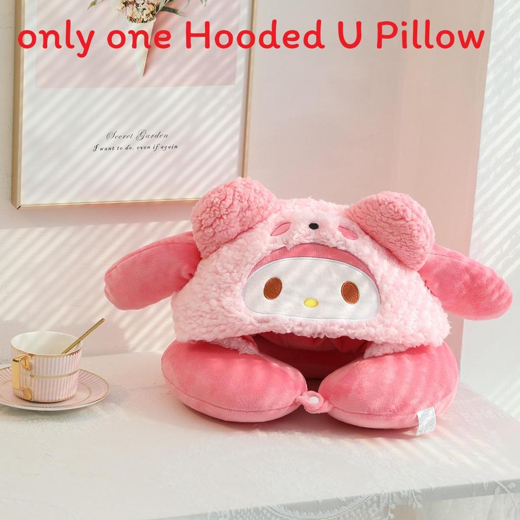 Hello Kitty U-förmiges Nackenkissen mit süßem Hut für Reisen und Büro-Ruhe