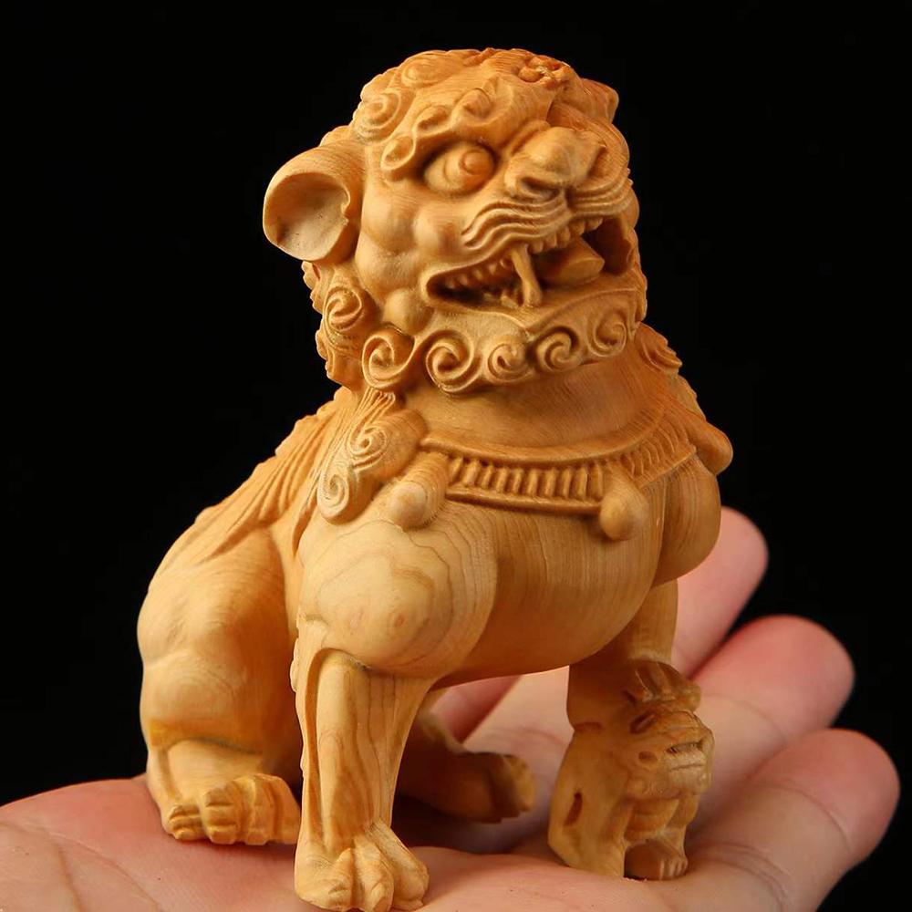 

Деревянная резьба Статуэтка льва из китайского Запретного города, Животное-божество с китайскими характеристиками, Статуя для дома, комнаты, офиса, фэн-шуй