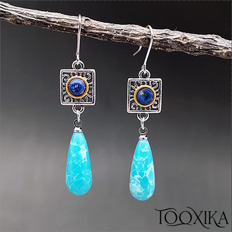 

Серьги-капли Tooxika в стиле бохо Lanpine Jade, старинные двухцветные серьги-капли из лазурита