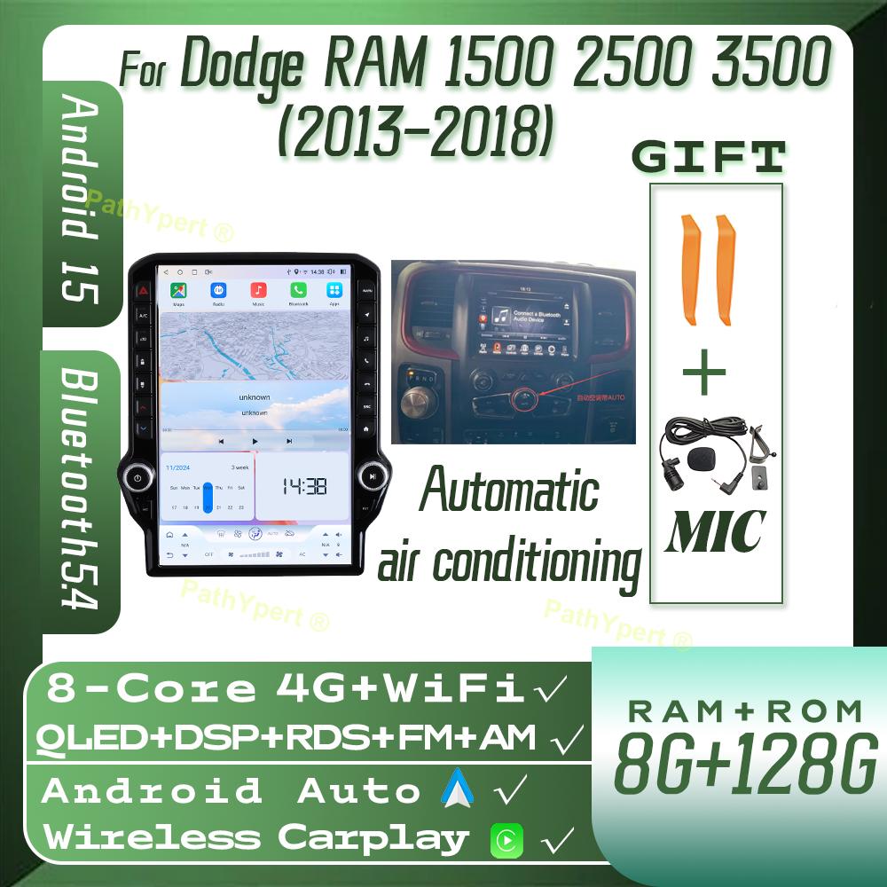 14.5"Qualcomm 6125 Chip Android 15 For Dodge RAM 1500 2500 3500 2013-2018 Multimedia Player Tesla Screen Wireless Carplay Stereo