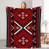 Classic Red  Black Geometric Flannel Printed Blanket Suitable for All Seasons Suitable for Living Room Office Sofa and Travel