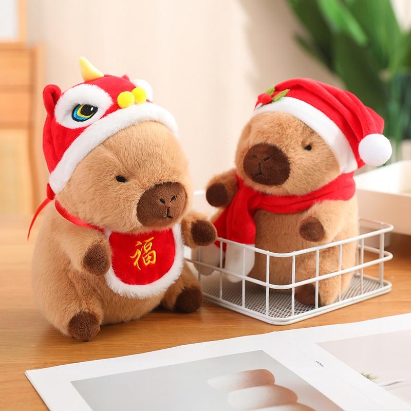 New Year Capybara Plush Doll Cute Capibara Anime Fluffty Toy Kawaii Plushie Christmas Holiday Gift Option Soft Texture Stuffed Animals