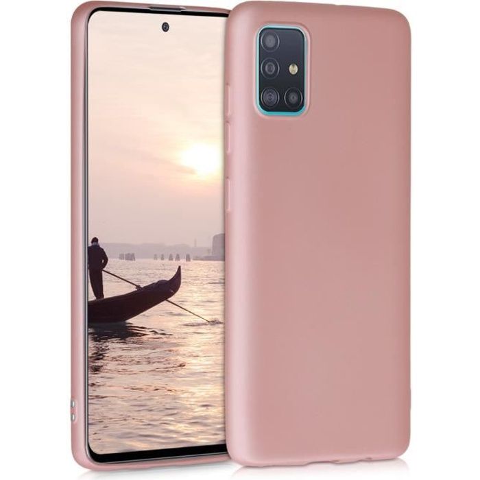 Coque - kwmobile - Samsung Galaxy A51 - Silicone or rose métallisé - Protection contre saleté - Souple