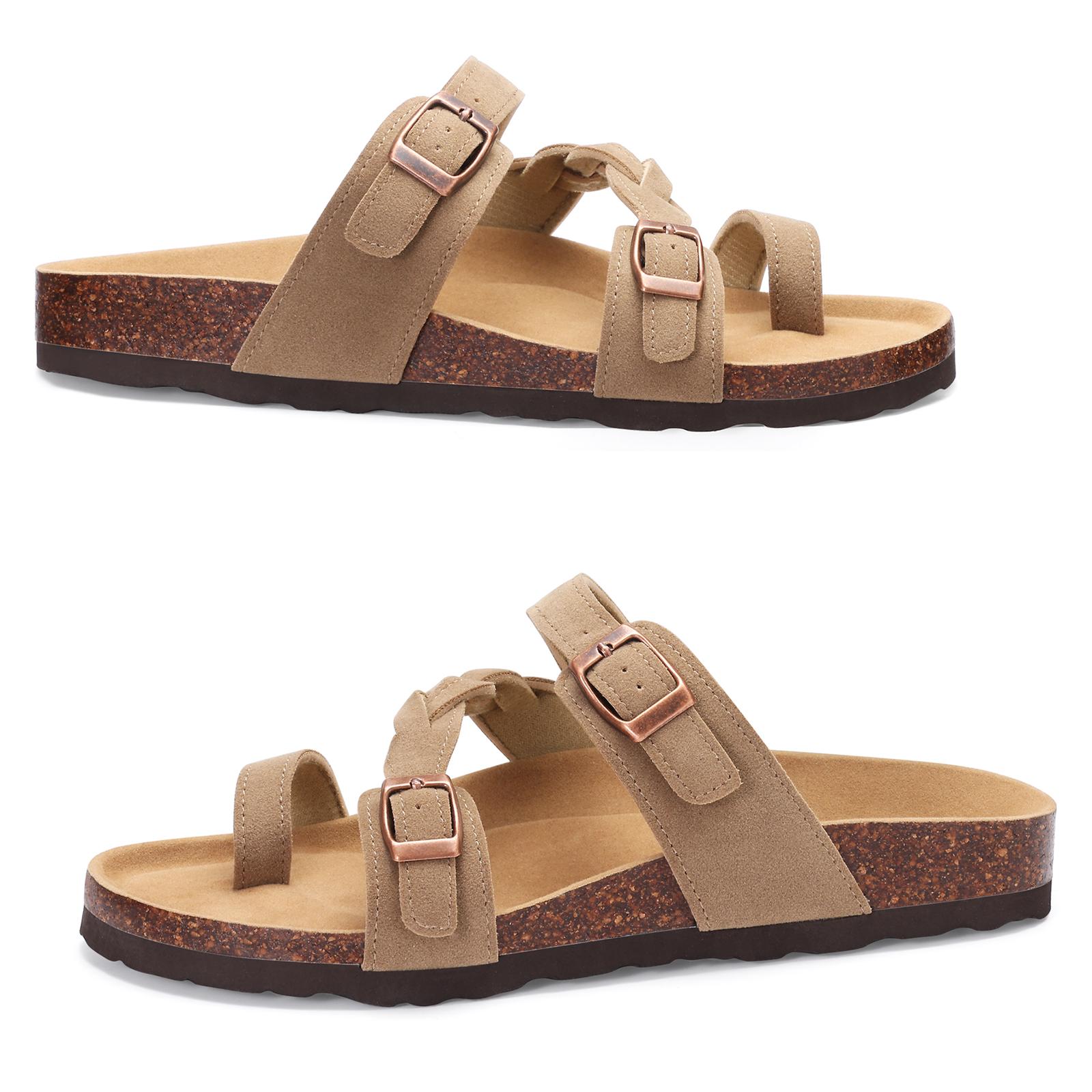 

Fashion Kidmi New Women s Mules House Sandals Cork Sole Womens Suede Clogs Soft Comfortable Mules Clogs Non-slip Slippers Beach Slippers 42