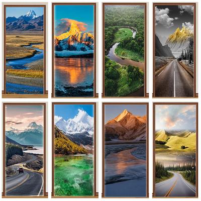 3D Door Sticker Wallpaper Self-adhesive Seaside Landscape Beach Door Decal Mural Vinyl Poster for Bedroom Bathroom Home Decor