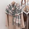 Autumn and winter new European and American classic plaid imitation cashmere scarf fringed shawl dual-purpose scarf spot