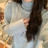 Blue Turtleneck Long-sleeved Bottomed Knitted Sweater for Women's Autumn and Winter Large Size Fat Mm Loose Thickened Warm Pullover Sweater Inside