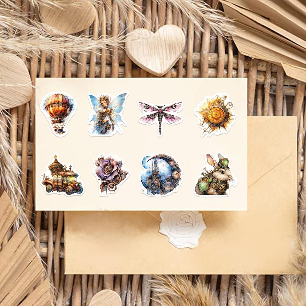 50 Watercolor Steampunk Graffiti Stickers Guitar Laptop Suitcase DIY Waterproof Stickers