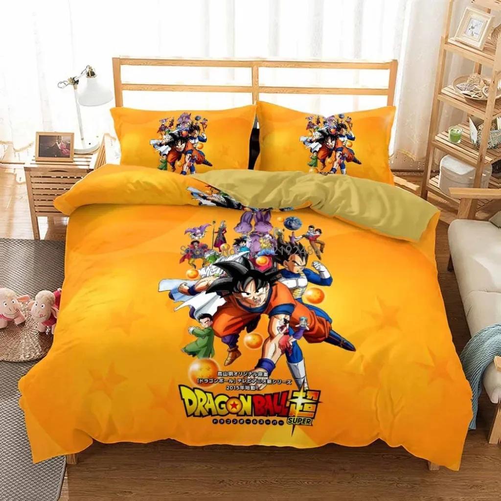 2D Print Anime Dragon Ball Super Saiyan Son Goku Duvet Cover Bedding Set Double Twin For Kids Bedclothes Quilt Cover Gi