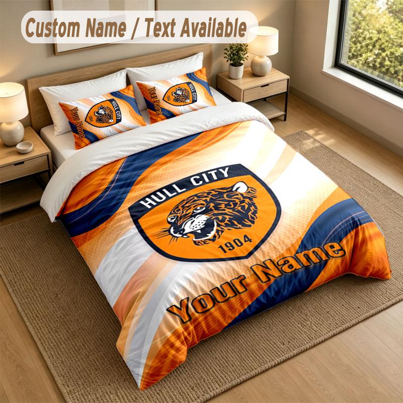 Bedding Set 1 Duvet Cover 2 Pillowcases Hull FC Print Soft Bed Linen Bedroom Decor