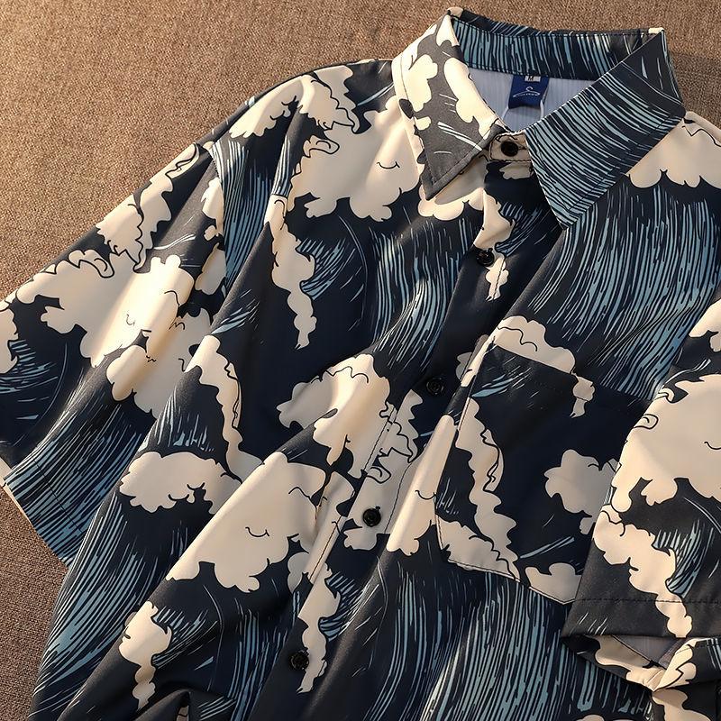 Sommer-Damenhemden, Surf-Print-Hemd, Strandausflug-Bluse, Damenmode-Bluse, Damenhemden mit Knöpfen