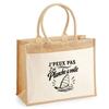 Jute Tote Bag - PLANETEE - I Can't Minimalist - Jute Canvas &; Cotton - Windsurfing Illustration - 21 L (43×33×21 Cm)