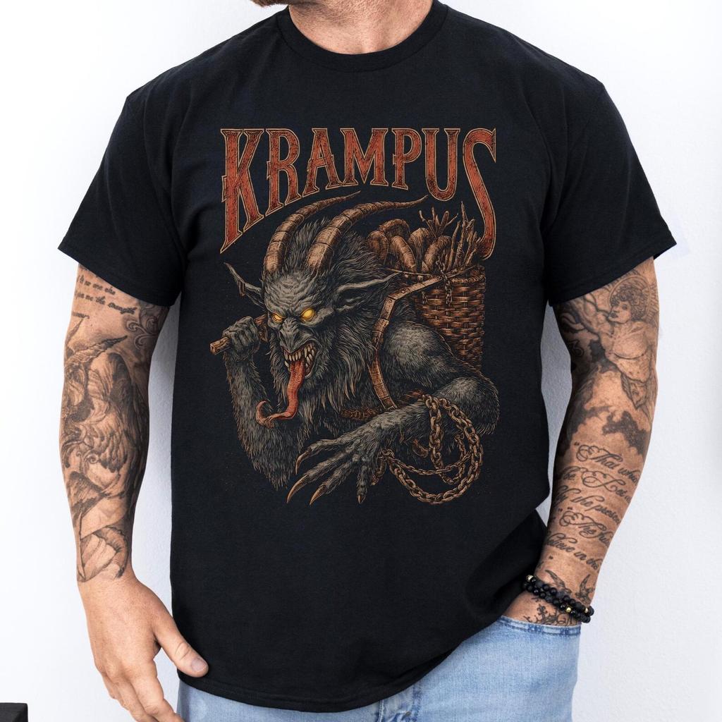 Krampus Christmas T-Shirt: Dark Folklore Holiday Shirt, Pagan Apparel and Gothic Fashion