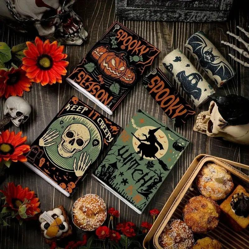Halloween Decorative Kitchen Towels Microfiber Dish Cloths with Spooky Prints Absorbent Holiday Cleaning Rags for Home Table Decor (40x60cm)
