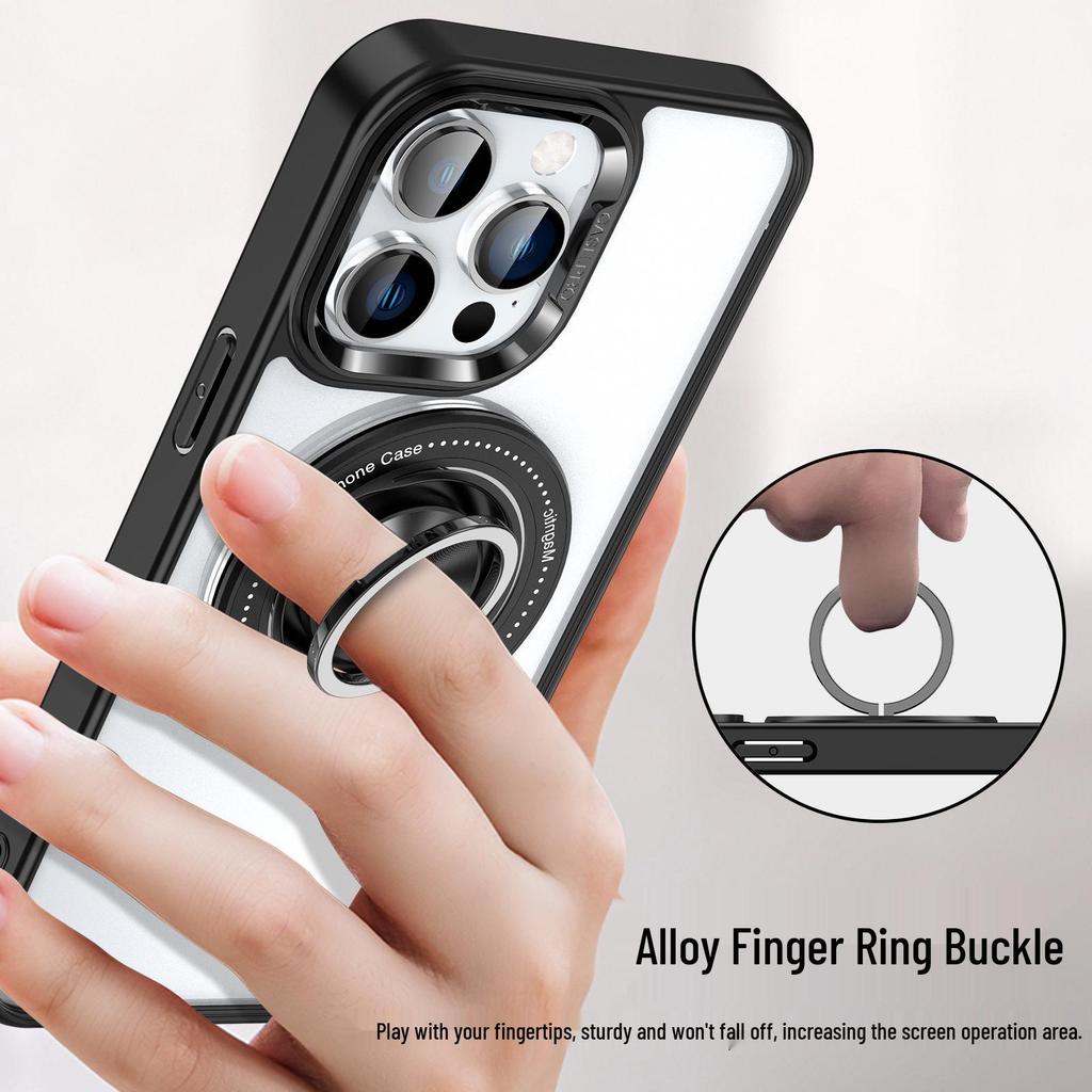 Magnetic Rotating Ring Stand iPhone 17 Pro Max Case, Transparent & Drop-Proof