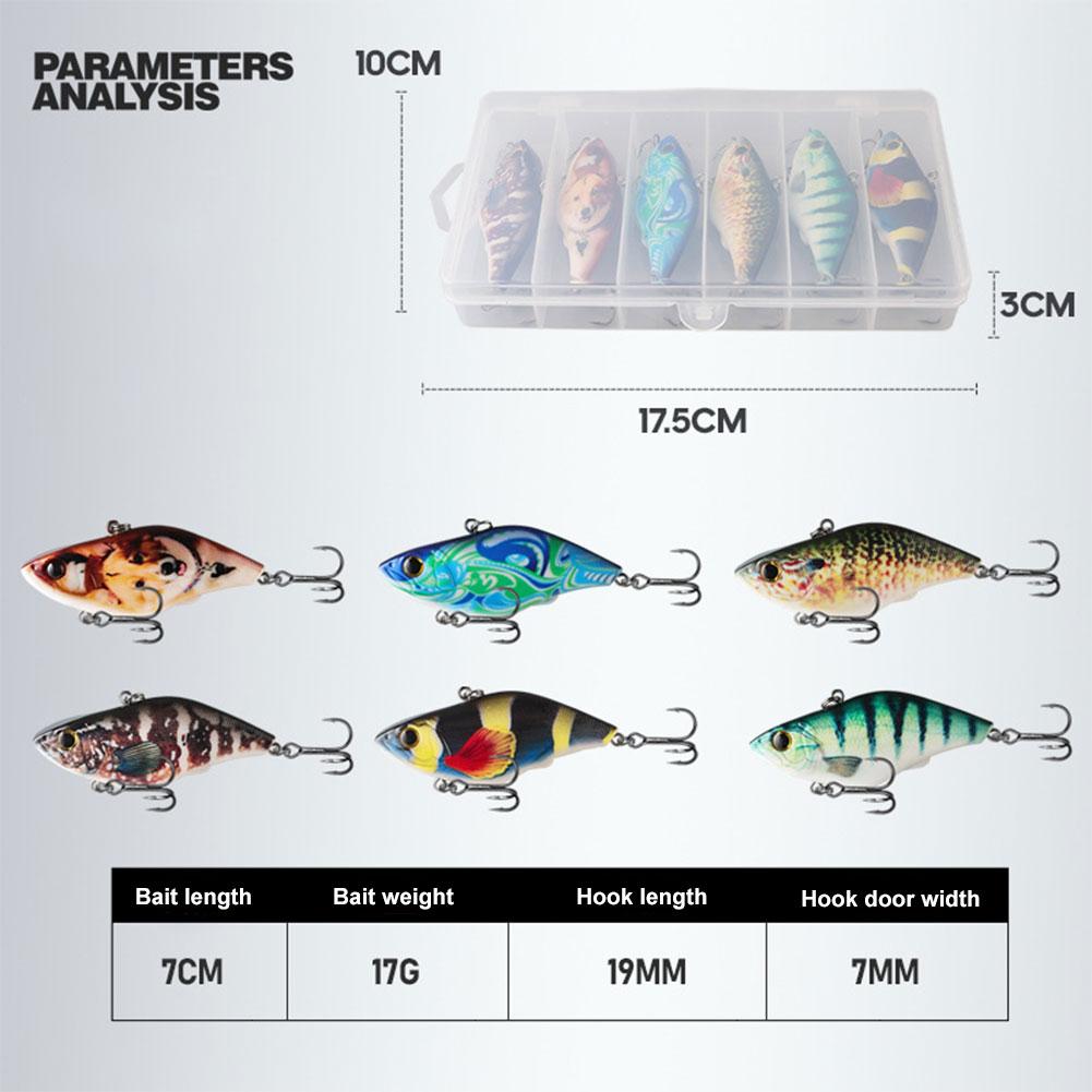 6pcs VIB Lures 7cm 17g Long Casting Sinking Wobbler Swimbait Artificial Bait for Saltwater Fishing