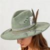 Color Blocking Wildleder Fedora Hüte für Damen Herren Großer Breiter Rand Klassischer Wildleder Panama Hut Western Partyhut Sombrero Rockero Mann