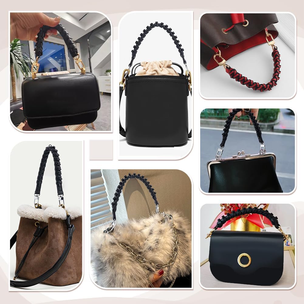 Braided Leather Replacement Handles Purses Straps Handbags Shoulder Bag Strap for Women Bucket Tote Clutch DIY Bag Accessories