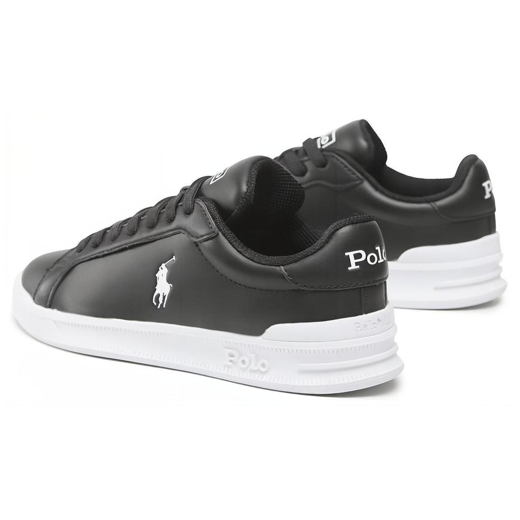 Polo Ralph Lauren Läder Rund Tå Snörning Låg Topp Sneakers Herr Sneakers Svart 809845109009