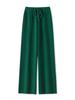 Women's High-Waist Wool Wide-Leg Pants: Autumn/Winter, Thick & Warm, Casual, Long, Knitted, Straight-Leg.
