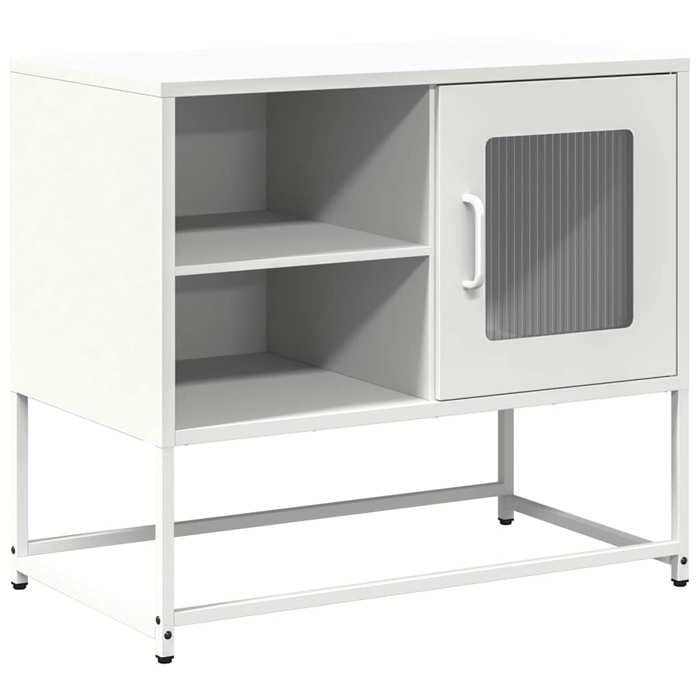 VidaXL TV Stand White 68x39x60.5 Cm Steel, TV Stand, TV Sideboard, Multimedia Cabinet, TV Bench, Hi-fi Cabinet, Center 853391