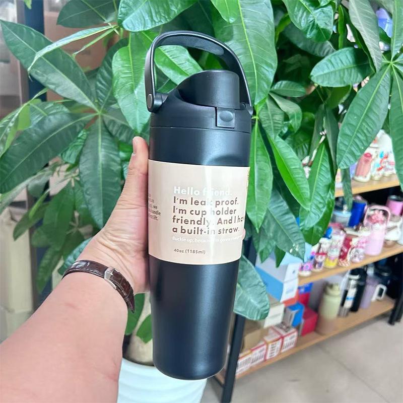 

960ml Double-Wall Vacuum Insulated Cup with Handle - Leakproof Thermal Cup, Non-Slip Grip & Spill-Proof Lid Ideal Gift 30oz 960ml чорний