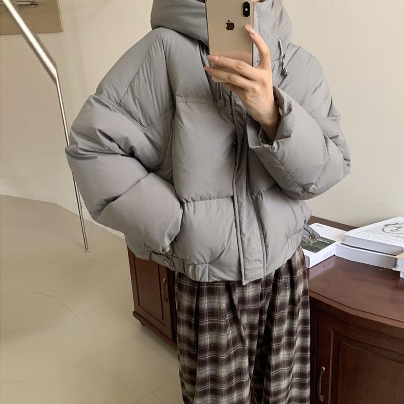 

Зимняя новая короткая пуховая куртка с капюшоном для женщин и маленьких учениц, свободная утолщенная куртка-пуховик, модная S