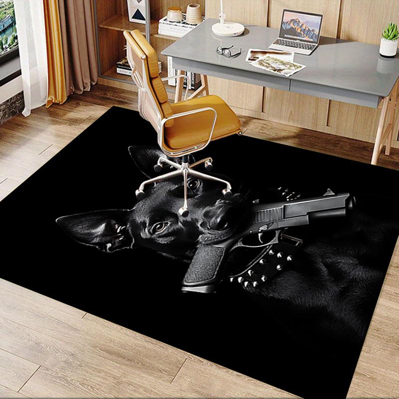 Black Dog Chair Mat: Office Carpet, Oversized Rug for Home Decor, Sofa Mat, Desk Protector, Gift Idea for Any Room
