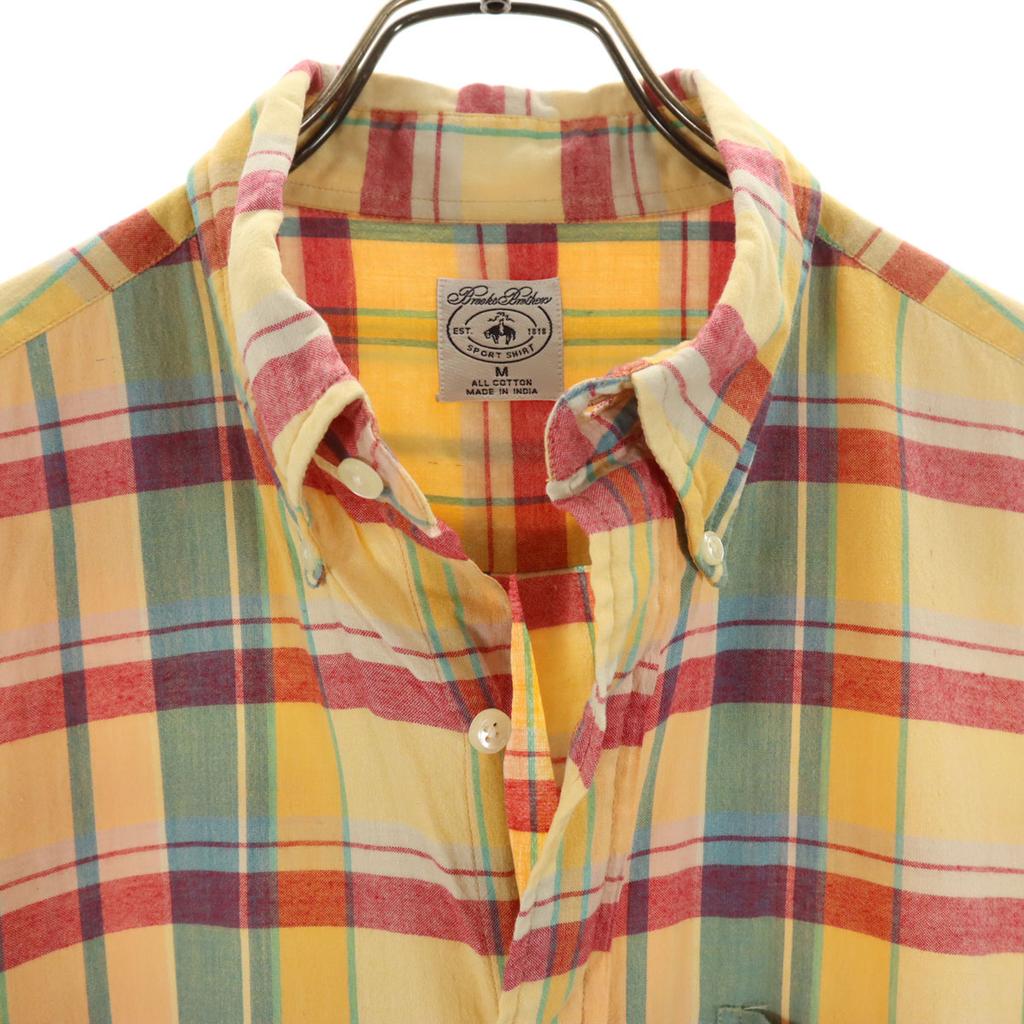 Brooks Brothers Check Pattern Short sleeve Button down shirt M Yellow Men's Used