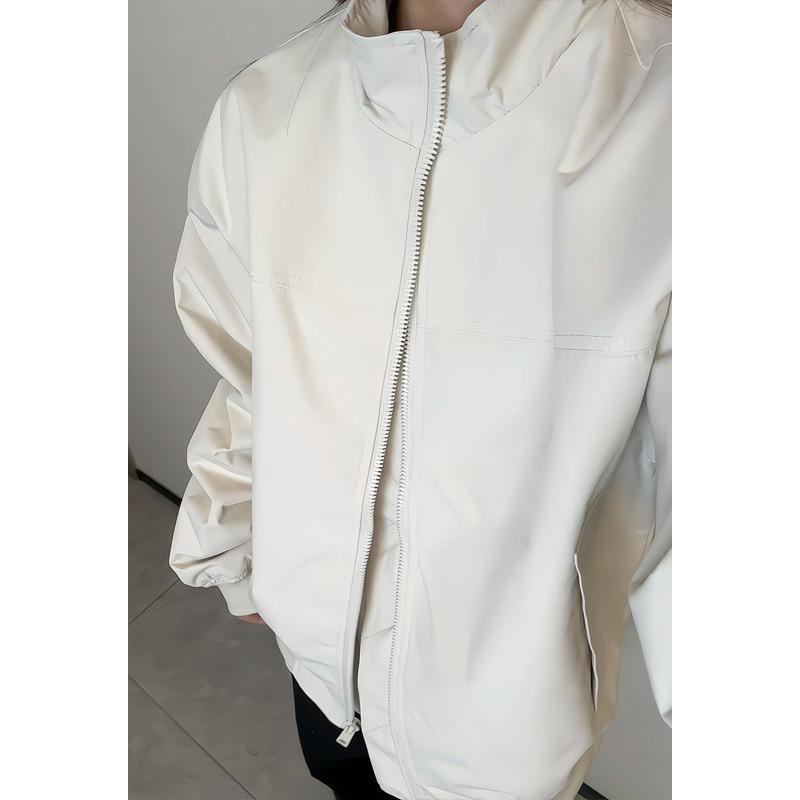 Mens Stand Collar American Style Bomber Jacket Loose Casual Baseball Outerwear