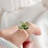 Cute Four-leaf Clover Ring Handmade Glass Coloured Glaze Ring Flowers Finger Ring Vacation