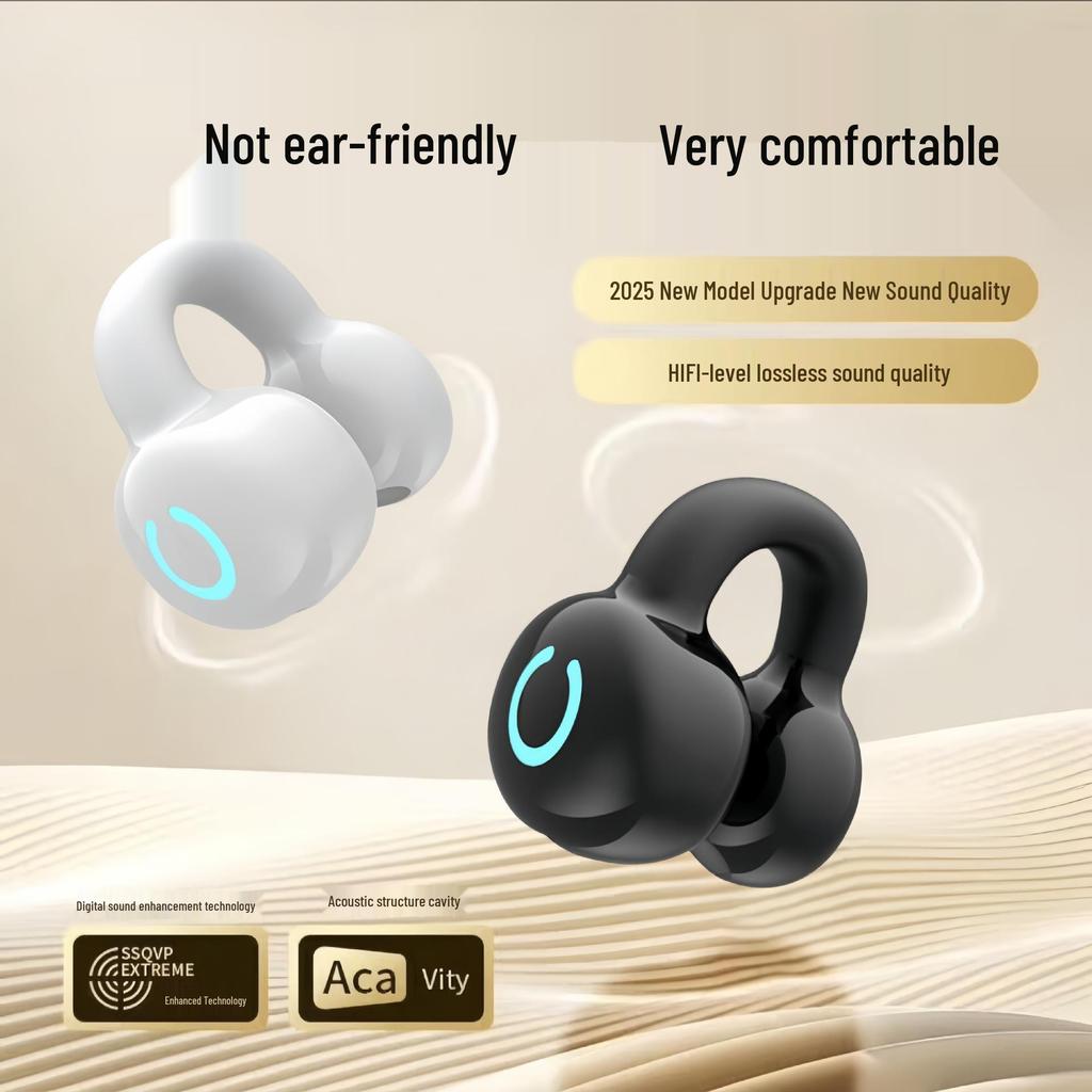 New Berlin Sound Ear Clip Wireless Bluetooth Open-Ear Bone Conduction Sports Headphones with Noise Cancelling and Extended Battery Life