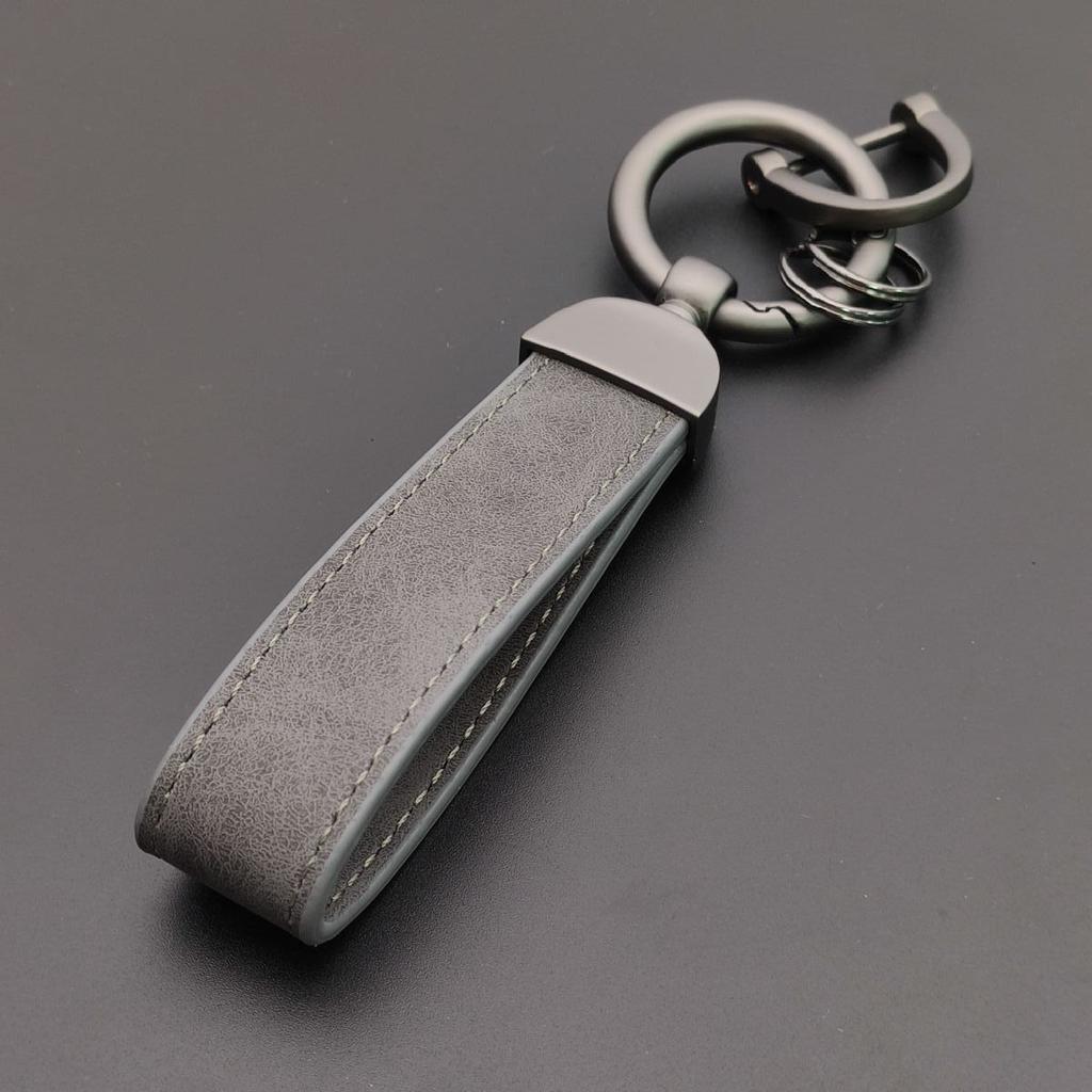 Minimalist Stainless Steel Metal Keyring Leather Car Keychain Pendant Laser Engrave Customized Name Vintage Accessory Gift