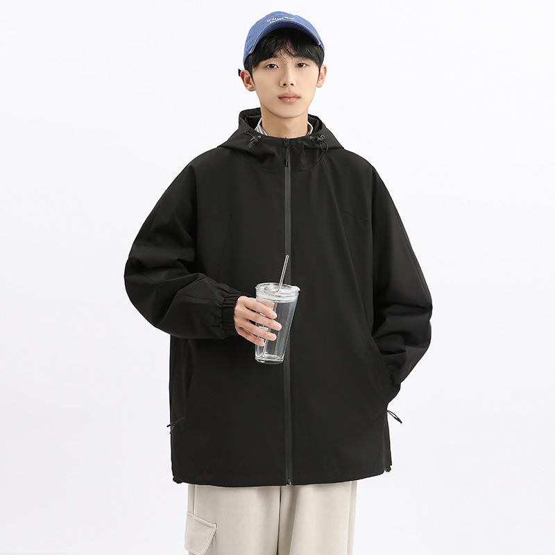 Spring and Autumn New Men's Korean Style Solid Color Light Plate Hooded Jacket Jacket Trendy Couple Jacket