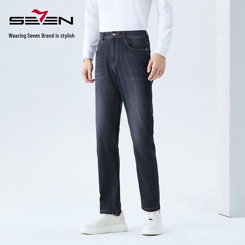 SEVEN Men's Lyocell & Silk Blend Business Slim Fit Denim Jeans