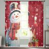 Christmas Snowman Snowflake Red Sheer Curtains for Living Room Decoration Window Curtains Kitchen Tulle Voile Curtains