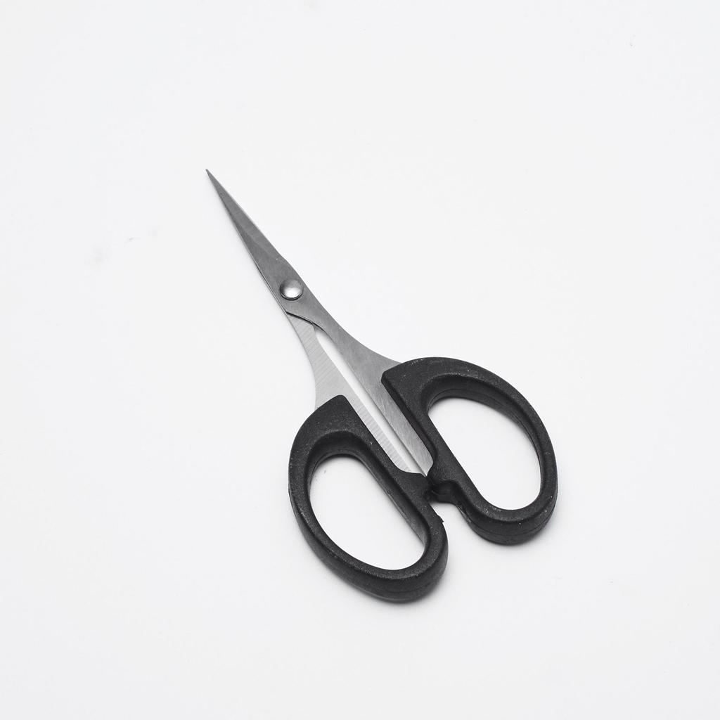 "Stainless Steel Black Scissors - Ideal for Students, Household, and Office Use"