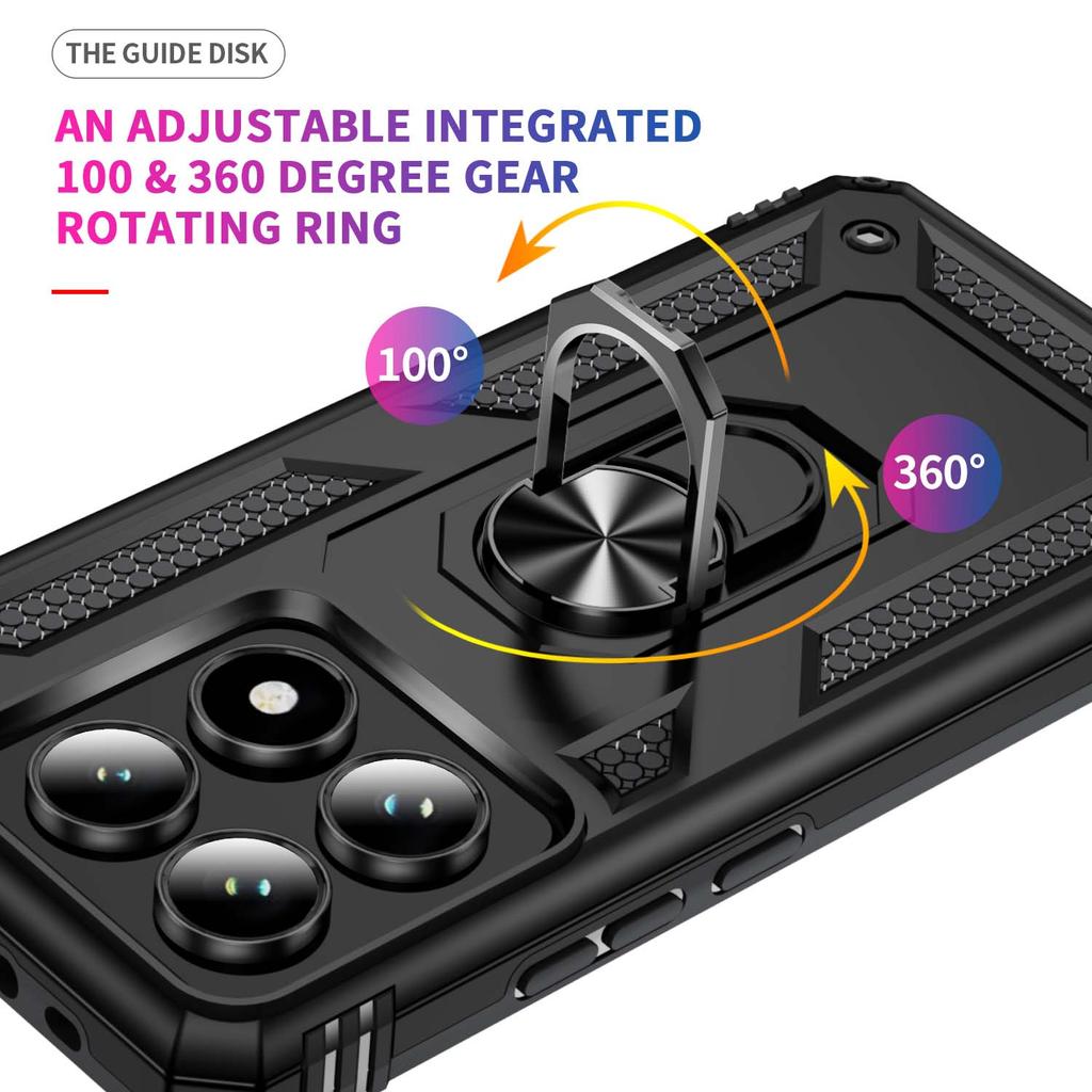 For Xiami Mi 14T Pro Shockproof Folding Armor Case For Xiami Mi 14T Stand Holder Ring Cover