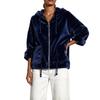 Giacca da donna con cappuccio, zip frontale e tasche, a maniche lunghe, per abbigliamento casual