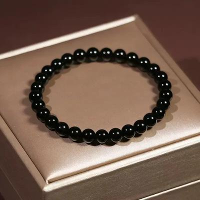 Náramek unisex s přívěskem 1 kus přírodní obsidián 10/12/14/16mm černý zlatý obsidián Ženy Dárek Muži