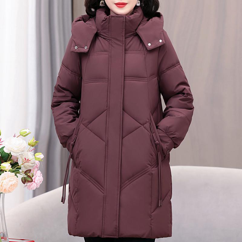 Plus Size XL-5XL Fashion Winter Coat Female Long Parkas Hooded Thick Warm Loose Middle Age Women's Jackets