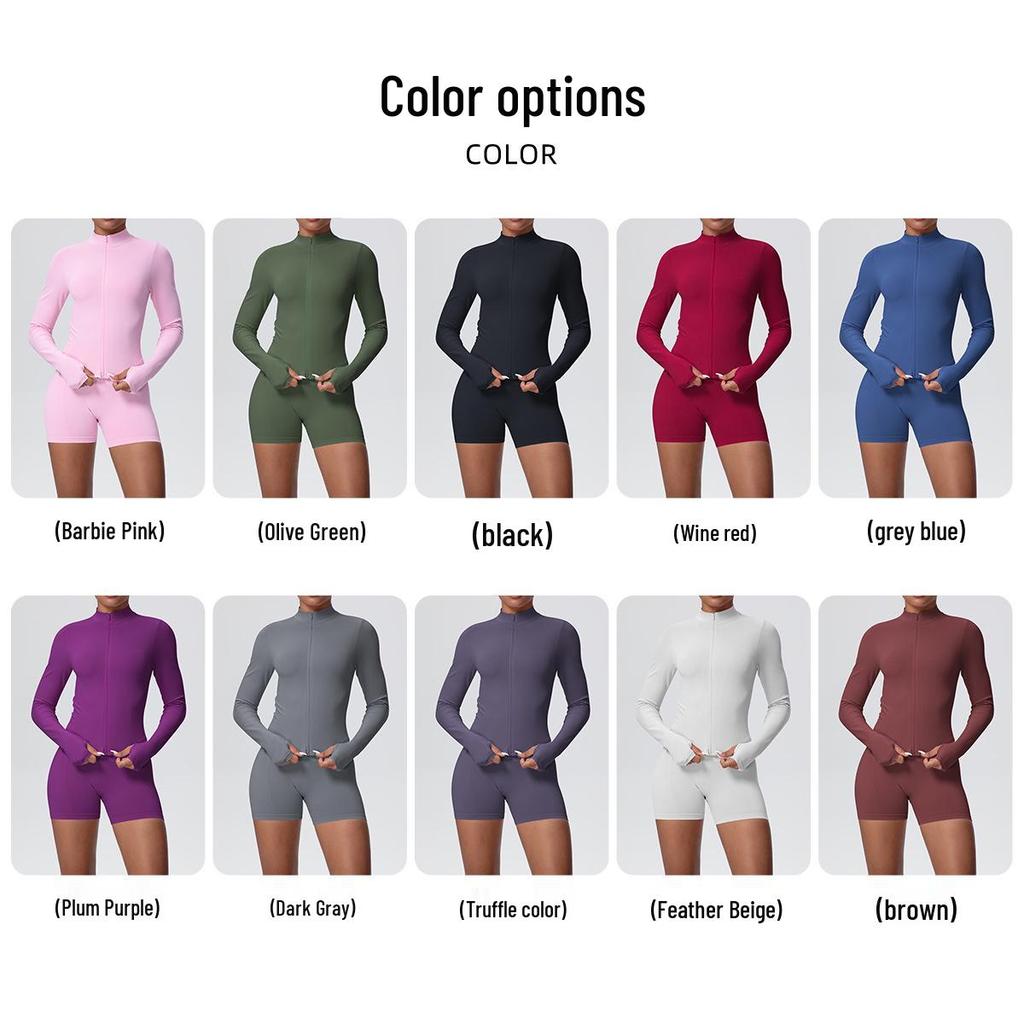 Women's Seamless Stand Collar Zip-Up Yoga Set with High Waist Leggings