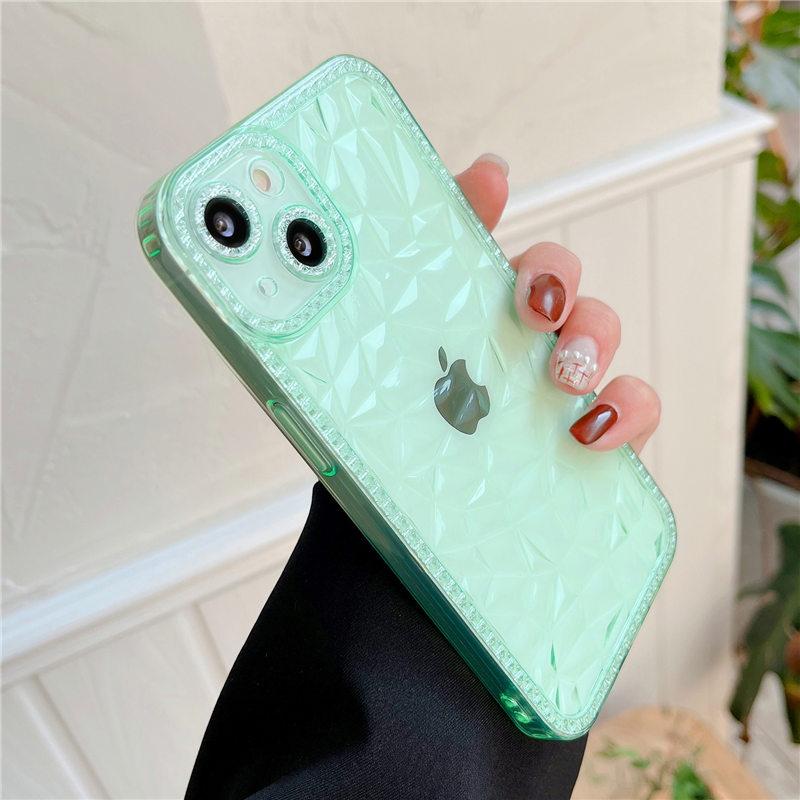Crystal Clear Slim Diamond Pattern Phone Case For Iphone 14 Pro 13 12 11 Pro Max X Xr Xs Max Soft Transparent Shockproof Cover