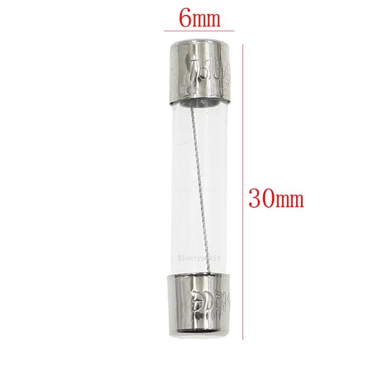 50Pcs 10Value 6x30mm T1A 2A 3A 3.15A 5A 6.3A 8A 10A 12A 15A slow Blow Glass Tube Fuse Assorted Kits Fuses4