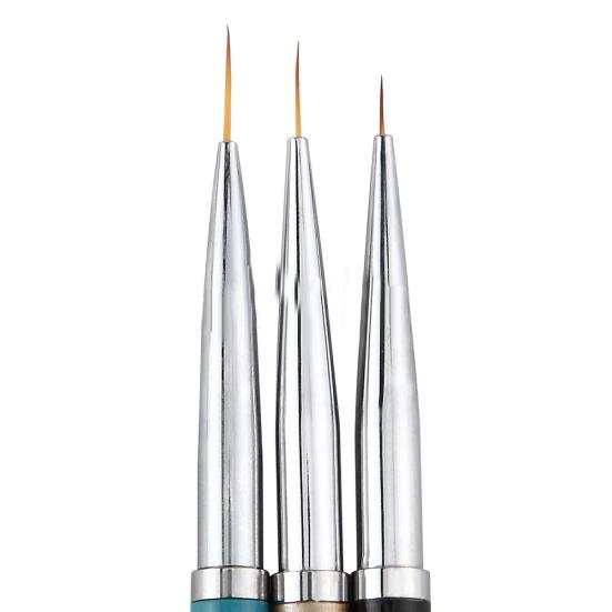 3Pcs Nail Art Brush Liner Pens UV Gel Polish Paint Drawing Brushes Manicure Tool