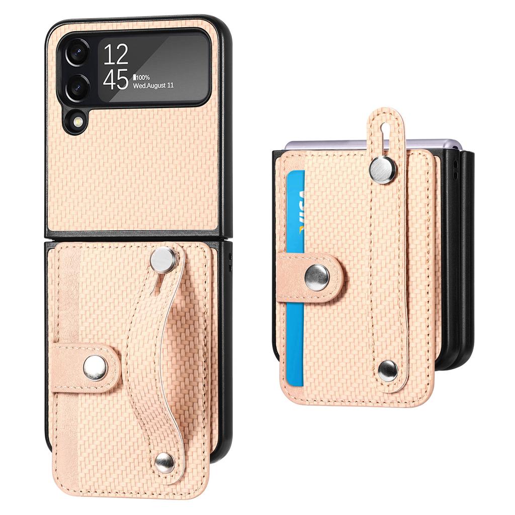 Anti -Dust Carbon Fiber Wallet Case For Samsung Galaxy Z Flip 4 5 5g Flip4 Flip3 Flip5 Flip 3 Zflip5 Shockproof Card Holder