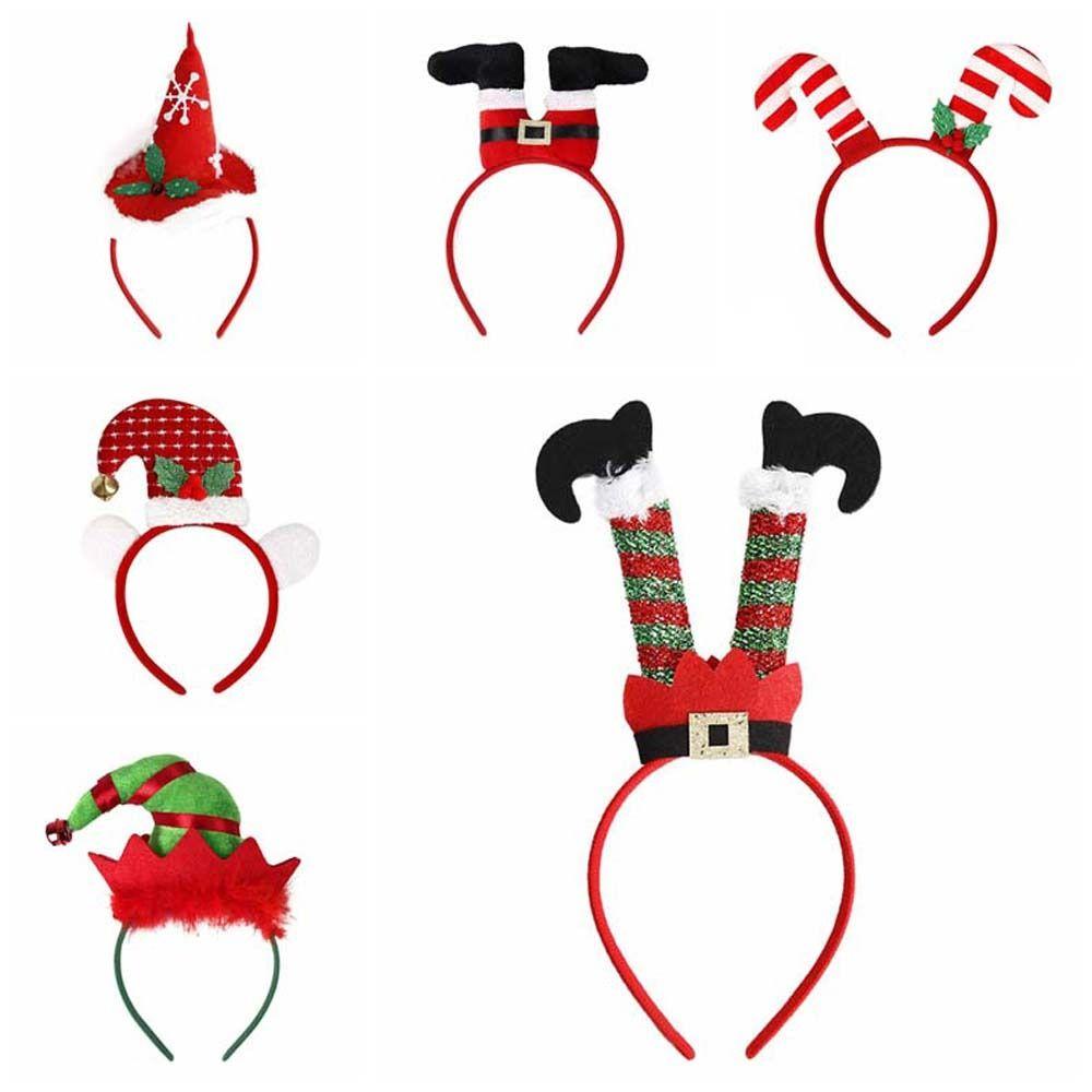Plaid Christmas Hair Hoop Long Leg Christmas Cap Hair Bands Santa Claus Headband  Female/Girls